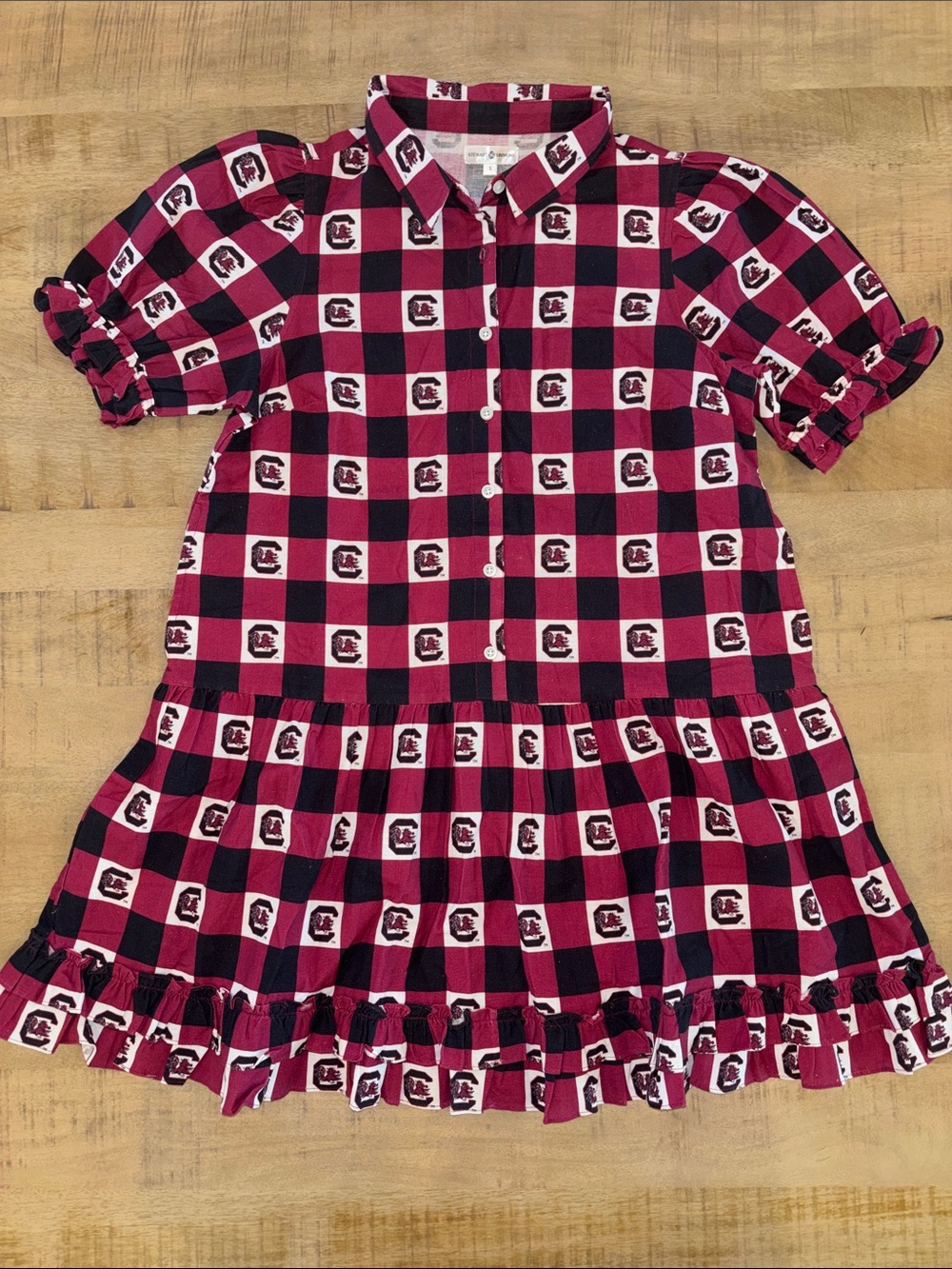 South Carolina Gamecocks Stewart Simmons The Go Gingham Ruffle Dress Small NWT - Picture 6 of 8
